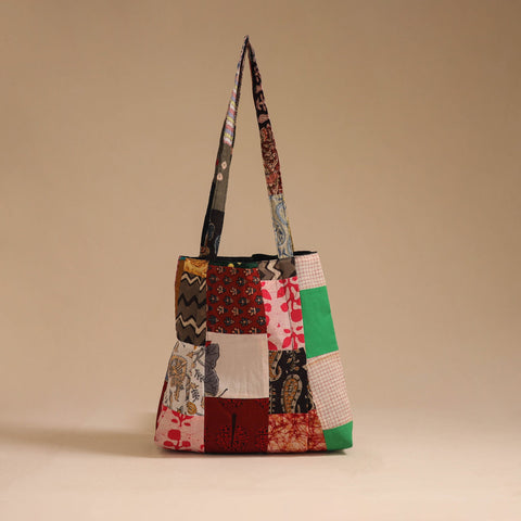 Multicolor - handcrafted patchwork cotton jhola bag 34