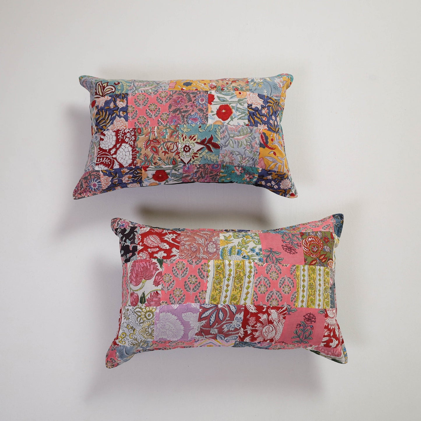 Multicolor Handcrafted Patchwork Cotton Pillow Cover (Set of 2)