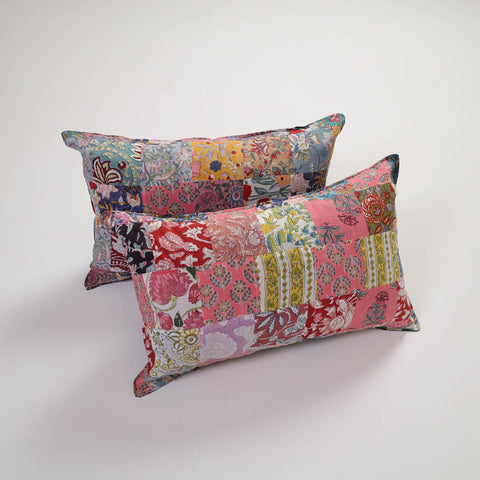 Multicolor Handcrafted Patchwork Cotton Pillow Cover (Set of 2)