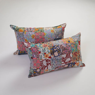 Multicolor Handcrafted Patchwork Cotton Pillow Cover (Set of 2)