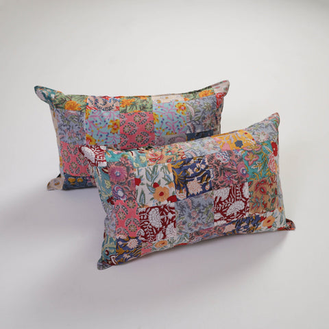 Multicolor Handcrafted Patchwork Cotton Pillow Cover (Set of 2)