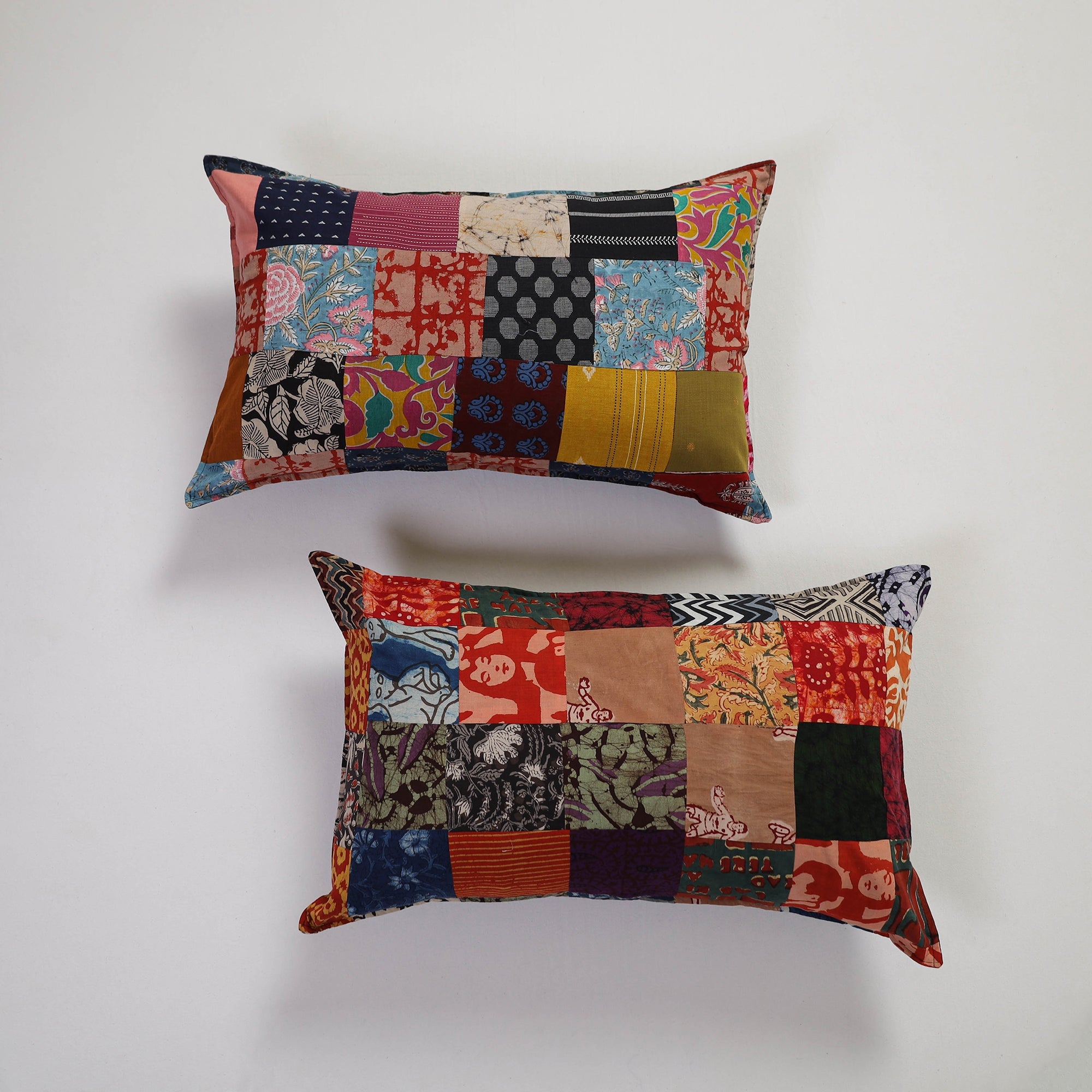 Multicolor Handcrafted Patchwork Cotton Pillow Cover (Set of 2)