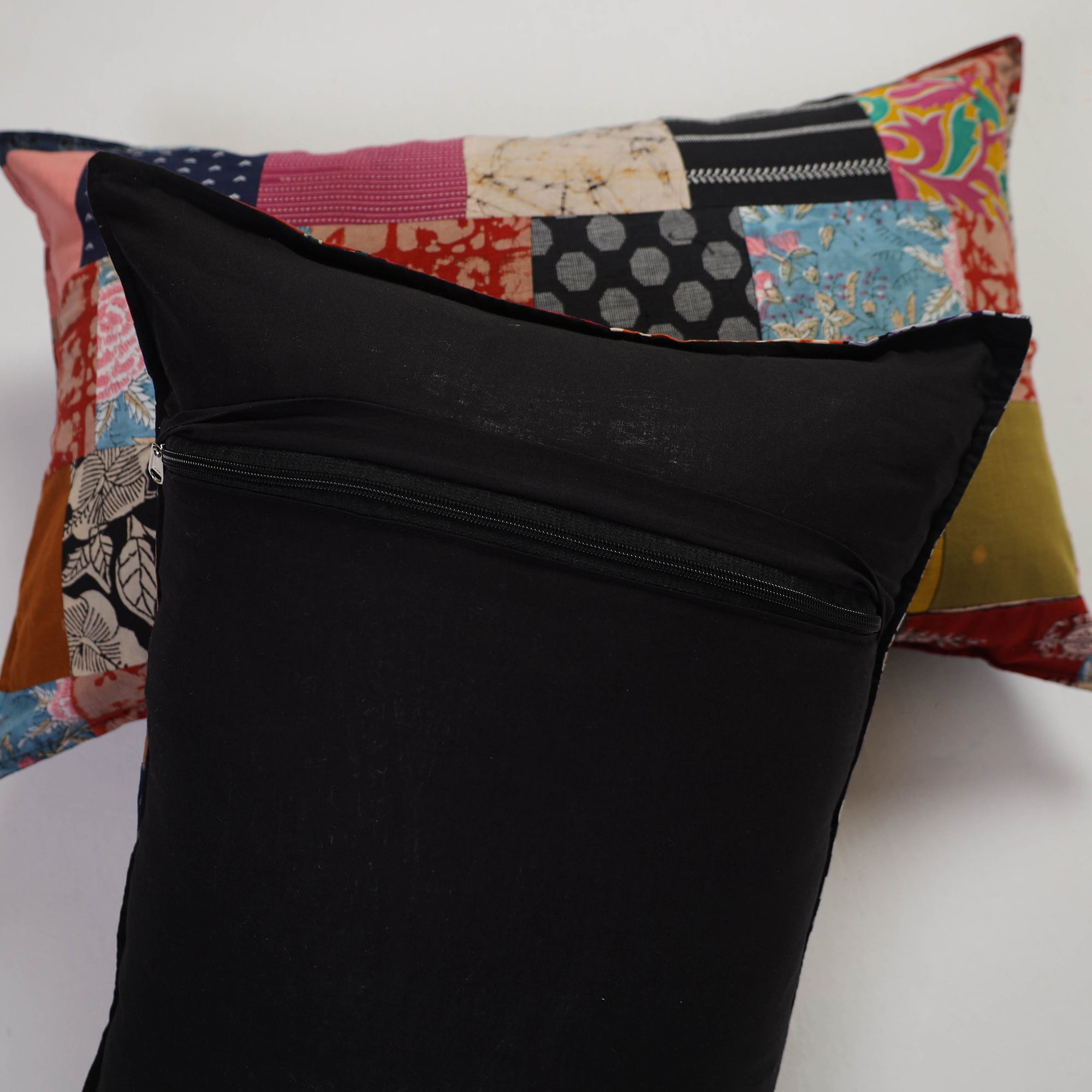 Multicolor Handcrafted Patchwork Cotton Pillow Cover (Set of 2)