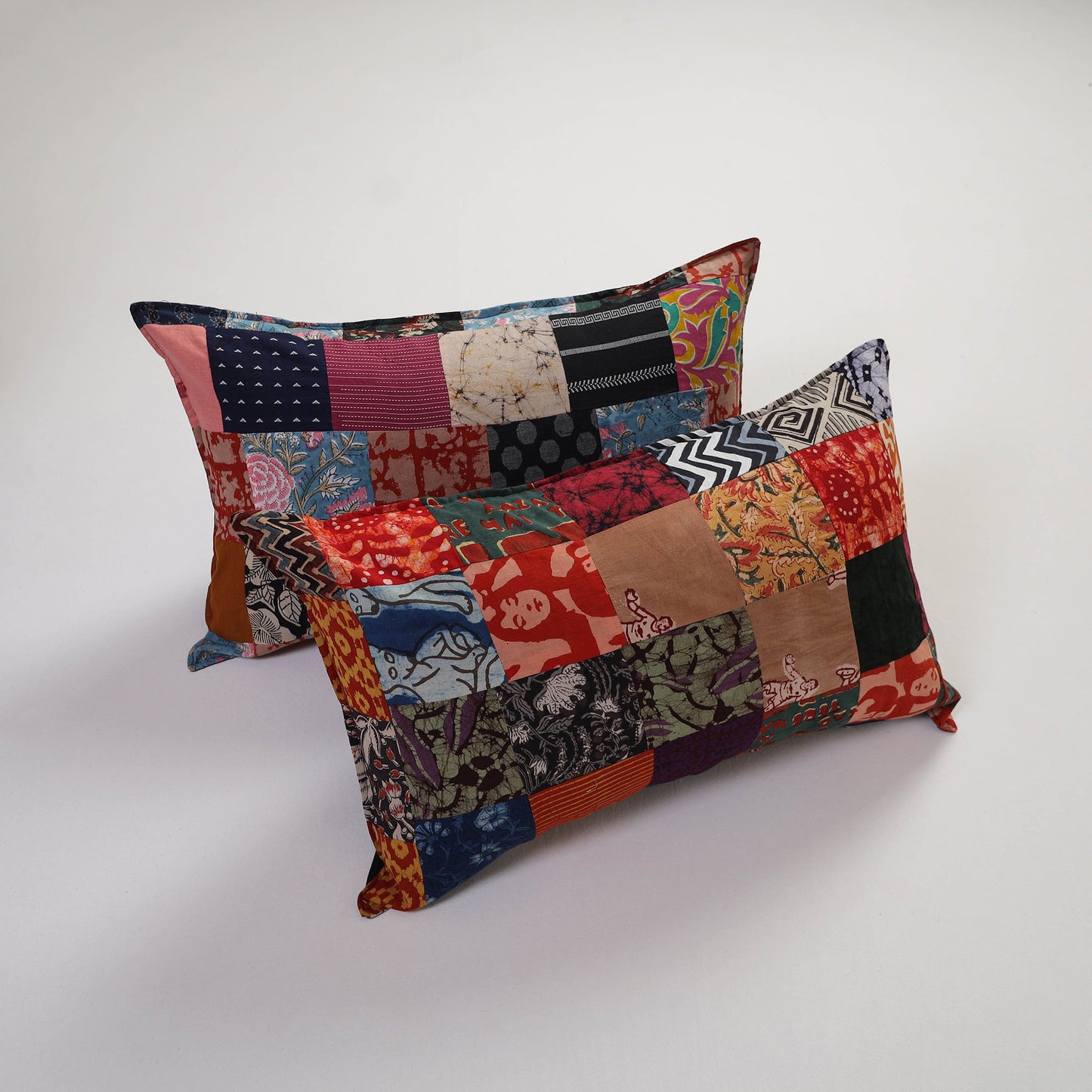 Multicolor Handcrafted Patchwork Cotton Pillow Cover (Set of 2)