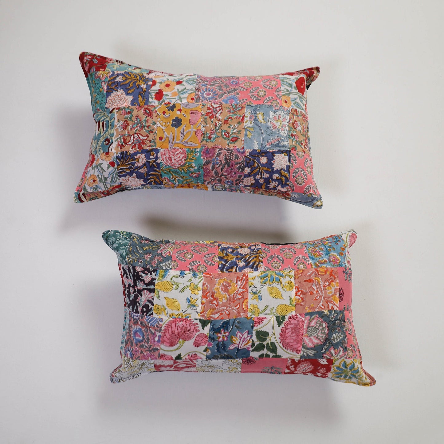 Multicolor Handcrafted Patchwork Cotton Pillow Cover (Set of 2)