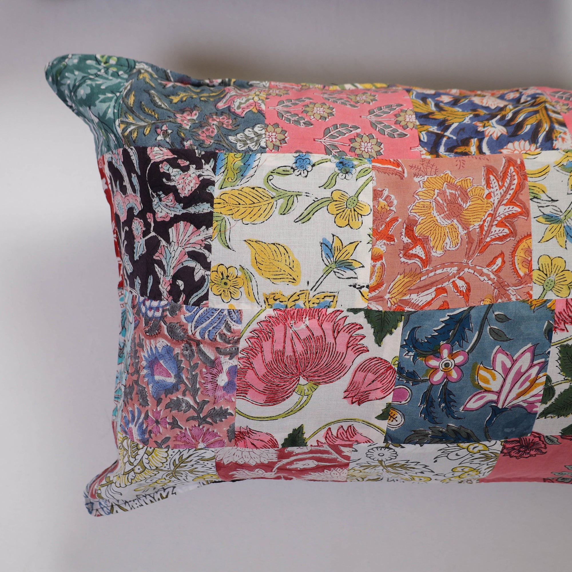 Multicolor Handcrafted Patchwork Cotton Pillow Cover (Set of 2)