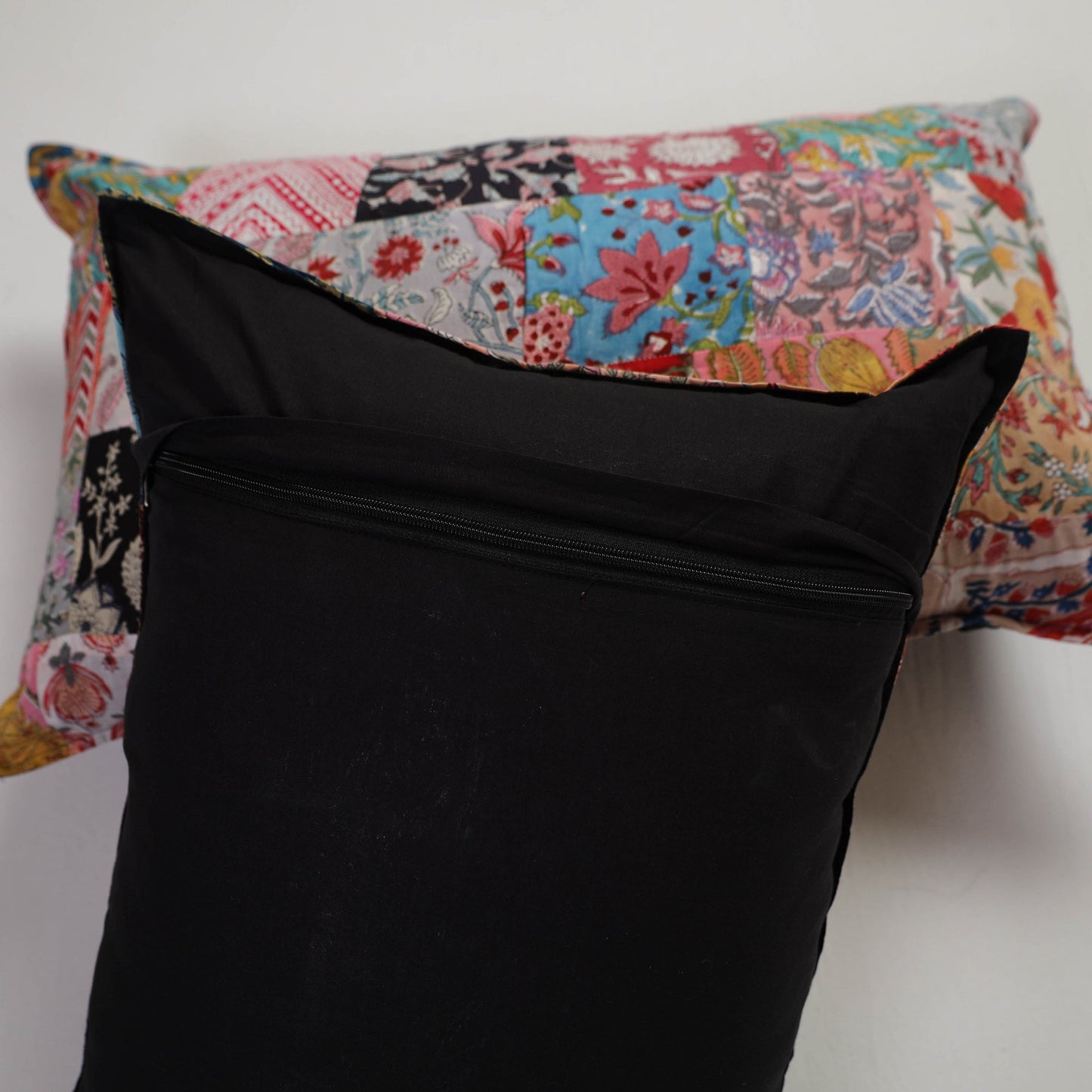 Multicolor Handcrafted Patchwork Cotton Pillow Cover (Set of 2)