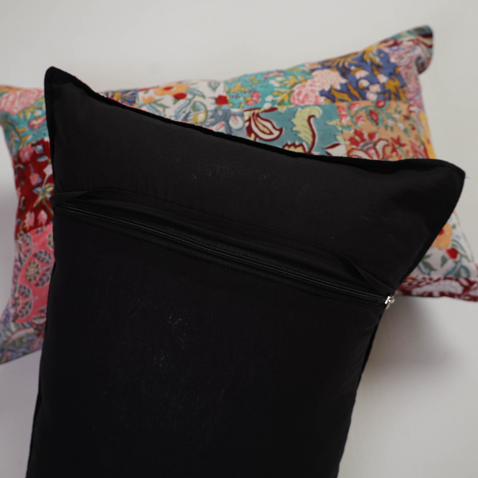 Multicolor Handcrafted Patchwork Cotton Pillow Cover (Set of 2)