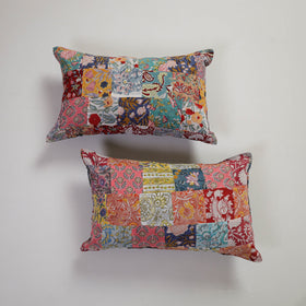Multicolor Handcrafted Patchwork Cotton Pillow Cover (Set of 2)