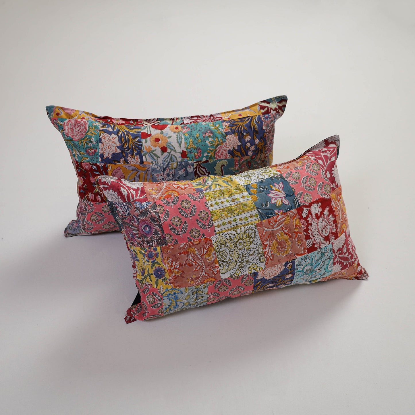 Multicolor Handcrafted Patchwork Cotton Pillow Cover (Set of 2)