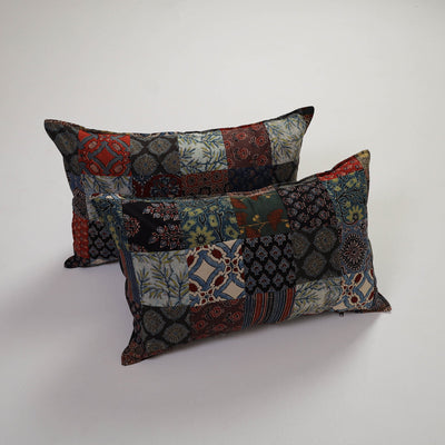 Multicolor Handcrafted Patchwork Cotton Pillow Cover (Set of 2)