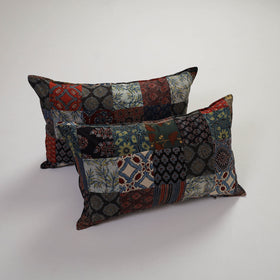 Multicolor Handcrafted Patchwork Cotton Pillow Cover (Set of 2)