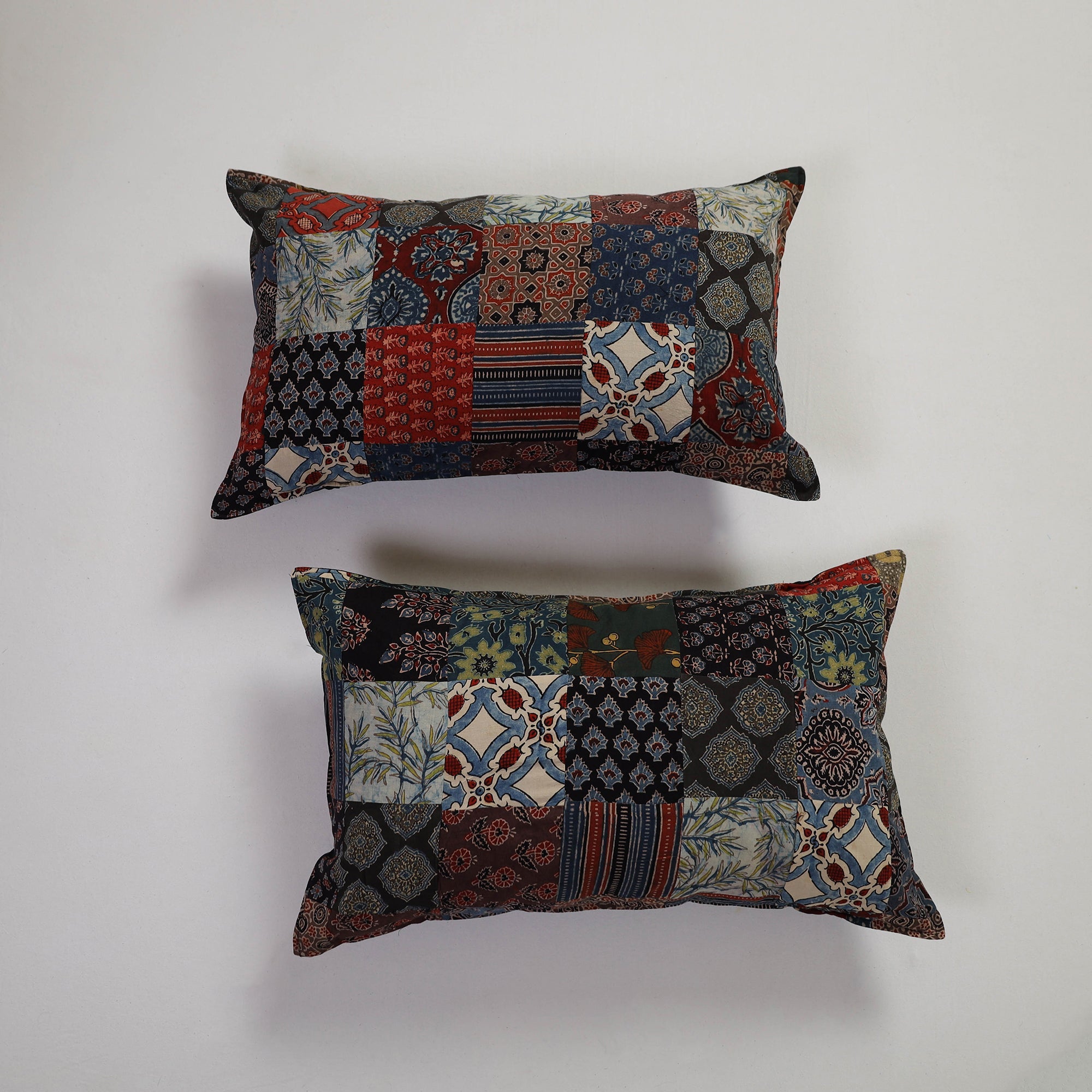 Multicolor Handcrafted Patchwork Cotton Pillow Cover (Set of 2)