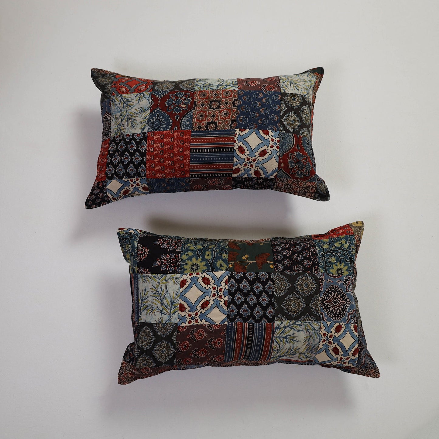Multicolor Handcrafted Patchwork Cotton Pillow Cover (Set of 2)