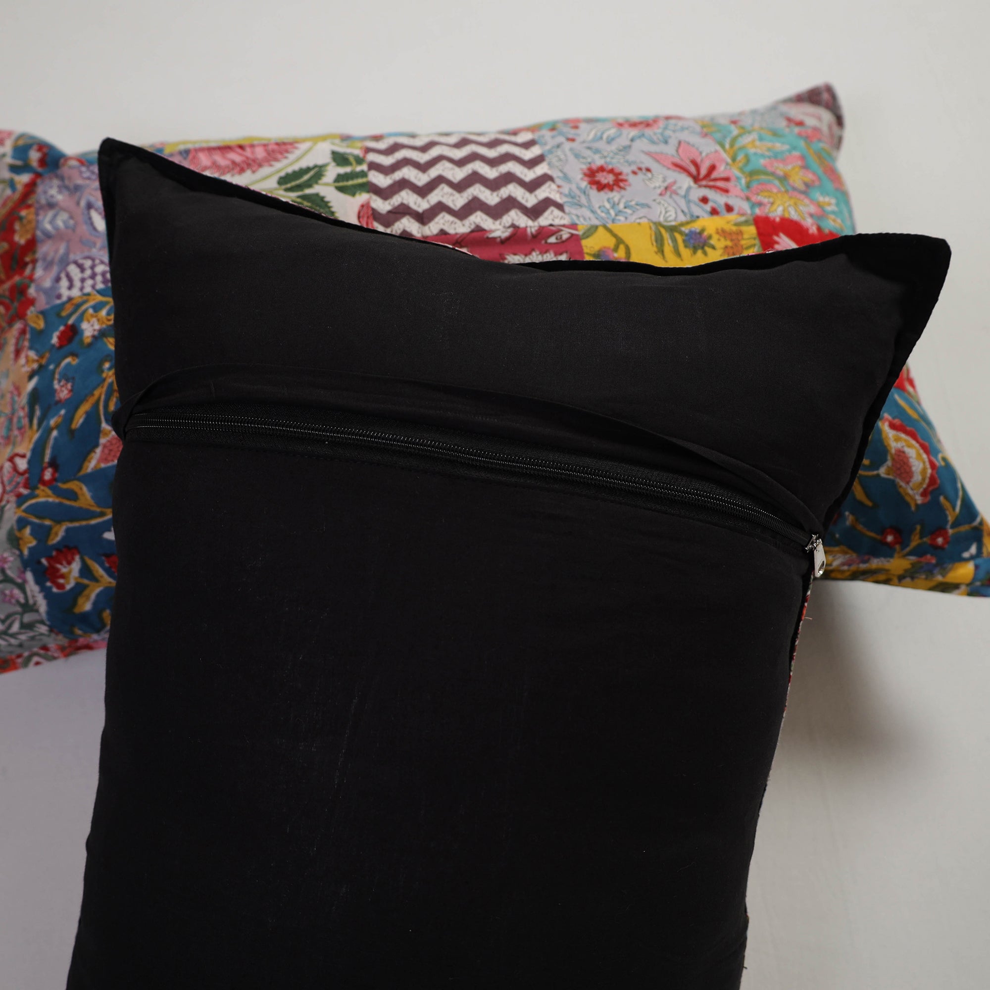 Multicolor Handcrafted Patchwork Cotton Pillow Cover (Set of 2)