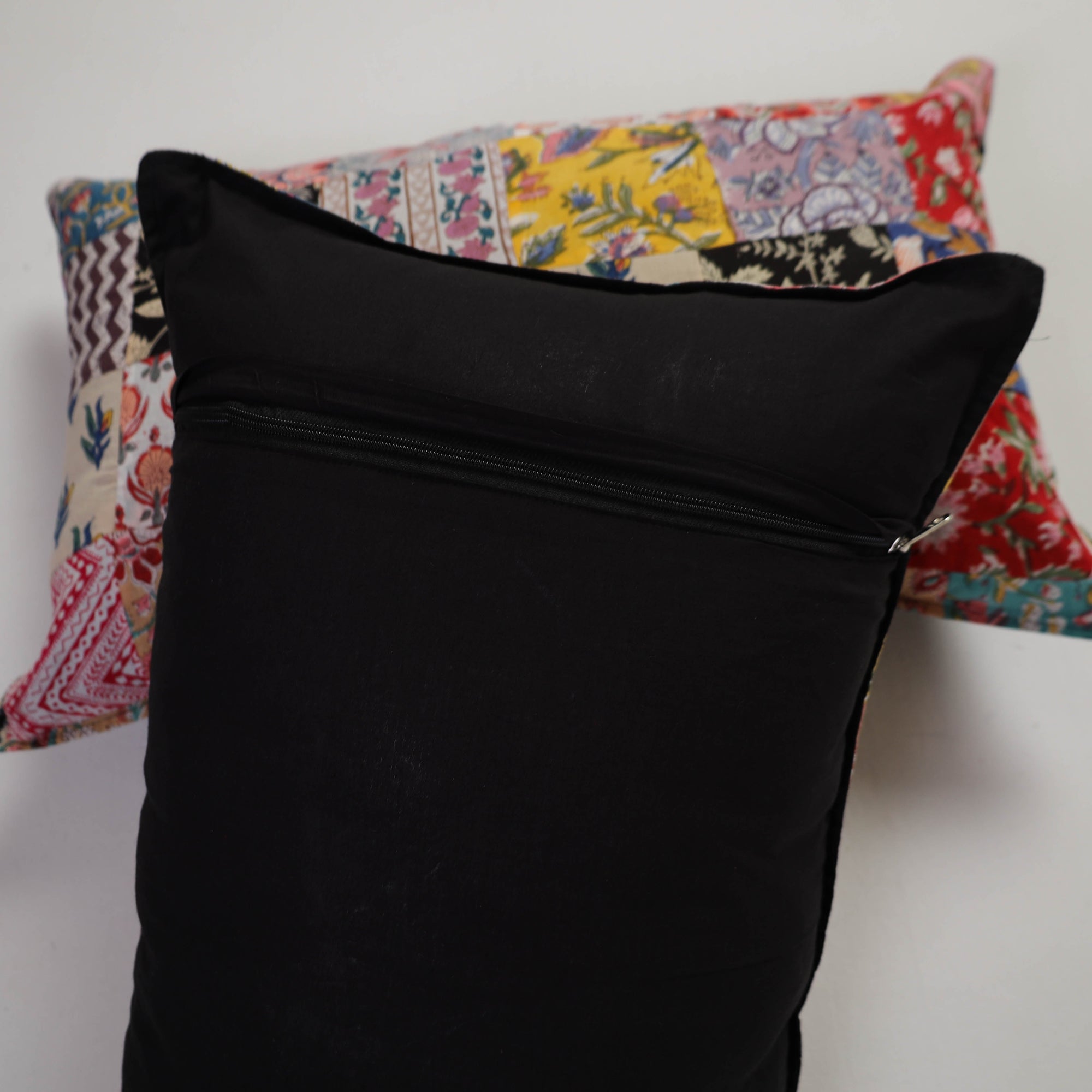 Multicolor Handcrafted Patchwork Cotton Pillow Cover (Set of 2)