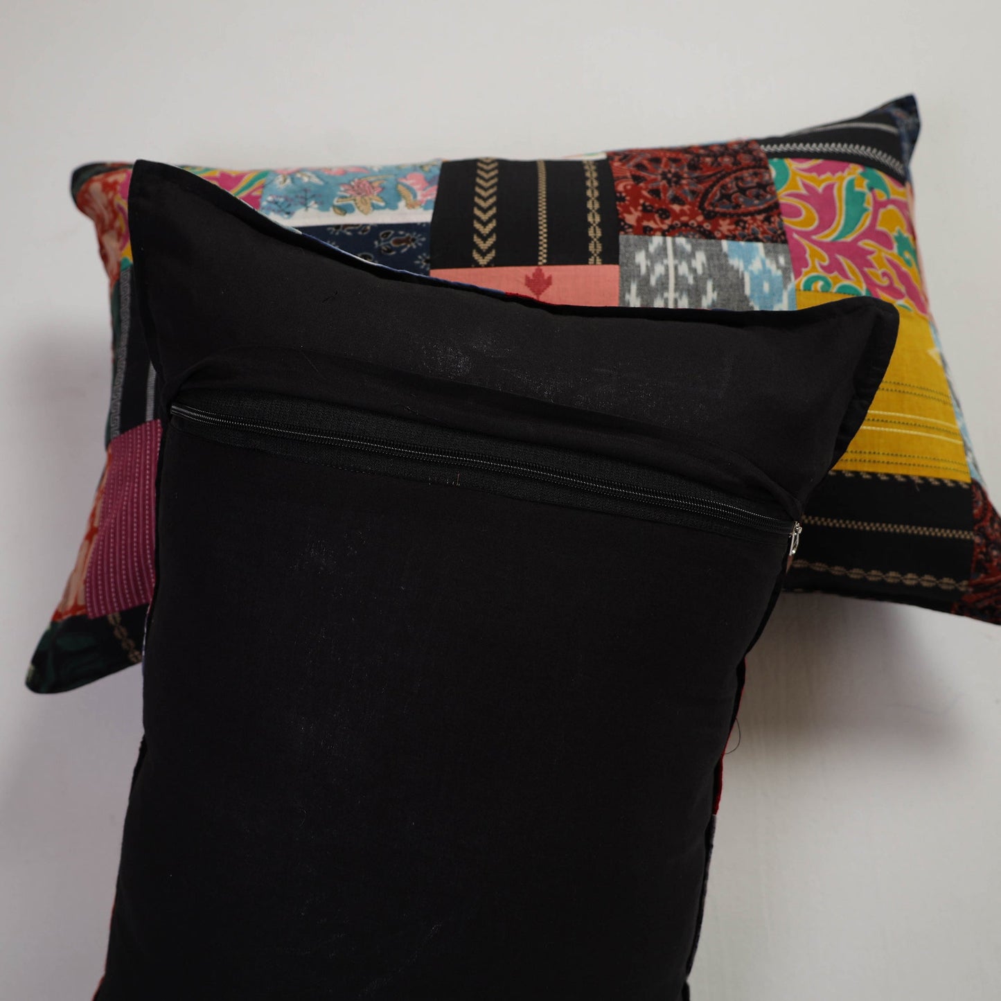 Multicolor Handcrafted Patchwork Cotton Pillow Cover (Set of 2)