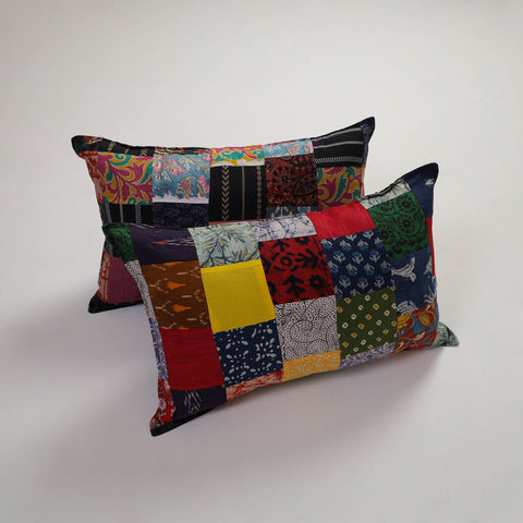 Multicolor Handcrafted Patchwork Cotton Pillow Cover (Set of 2)