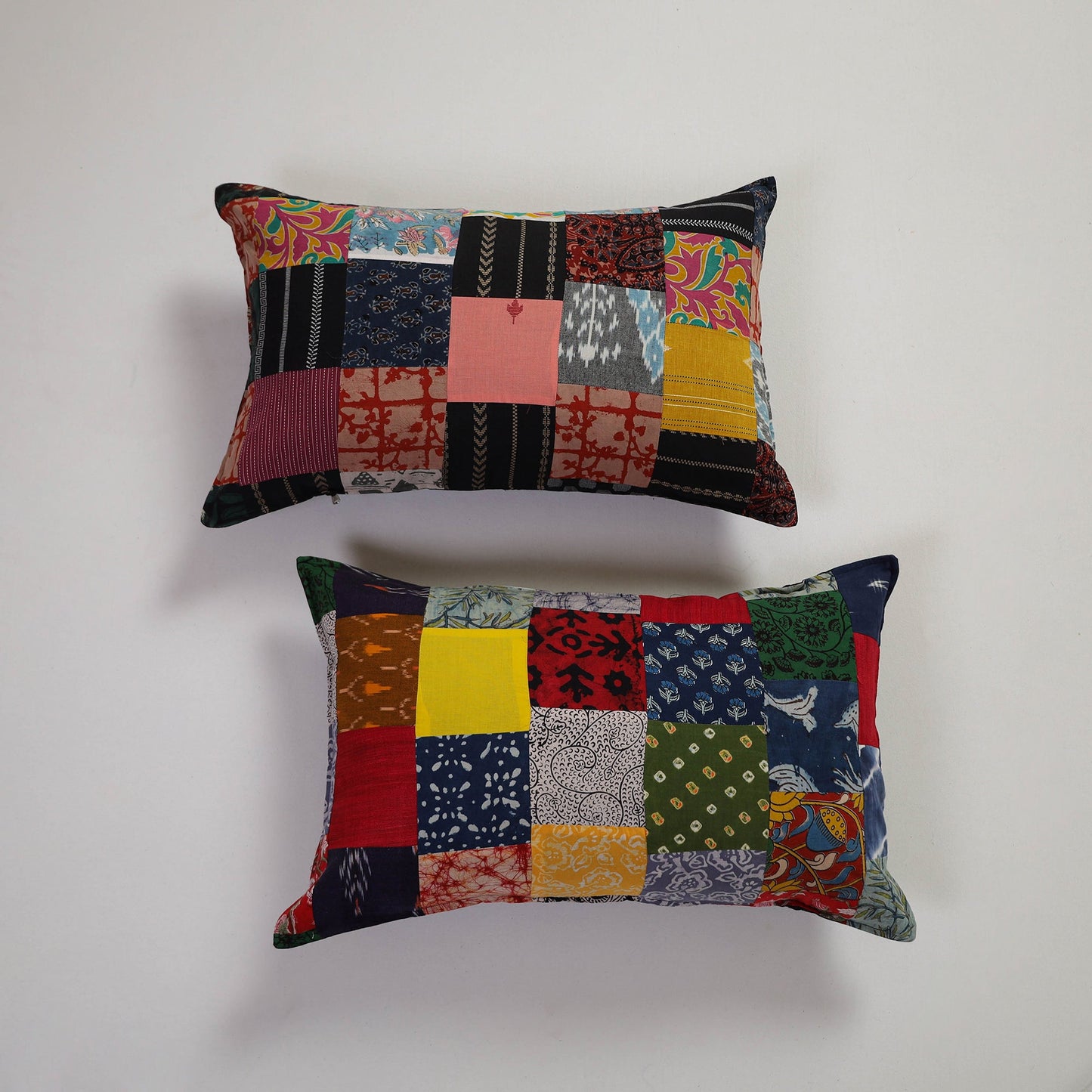 Multicolor Handcrafted Patchwork Cotton Pillow Cover (Set of 2)