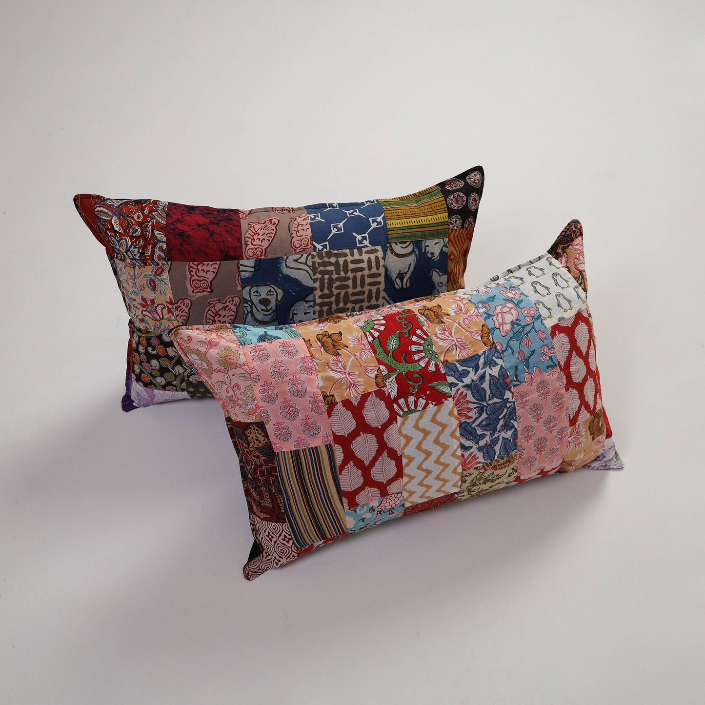 Multicolor Handcrafted Patchwork Cotton Pillow Cover (Set of 2)