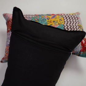 Multicolor Handcrafted Patchwork Cotton Pillow Cover (Set of 2)