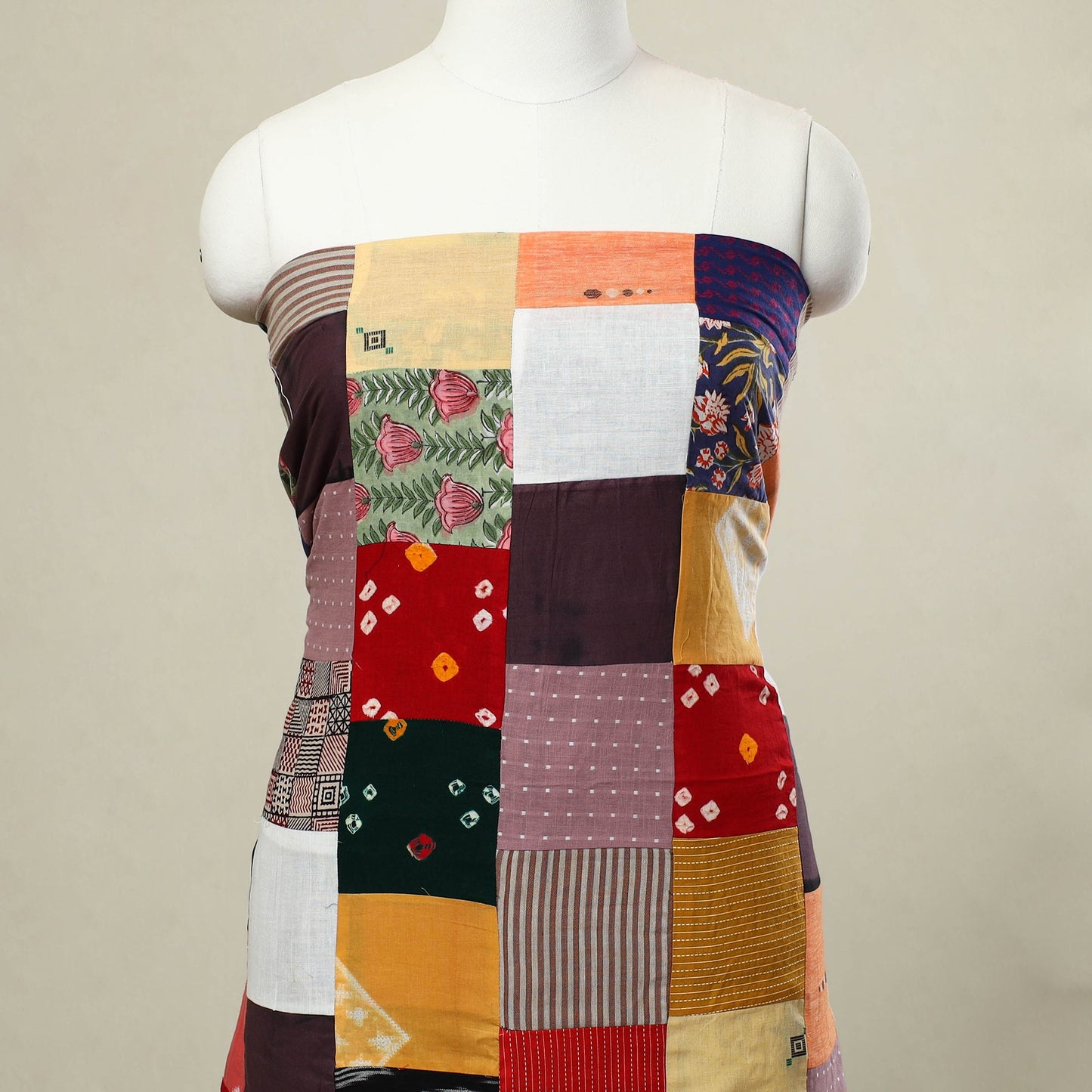  Multicolor Handcrafted Patchwork Cotton Kurta Material