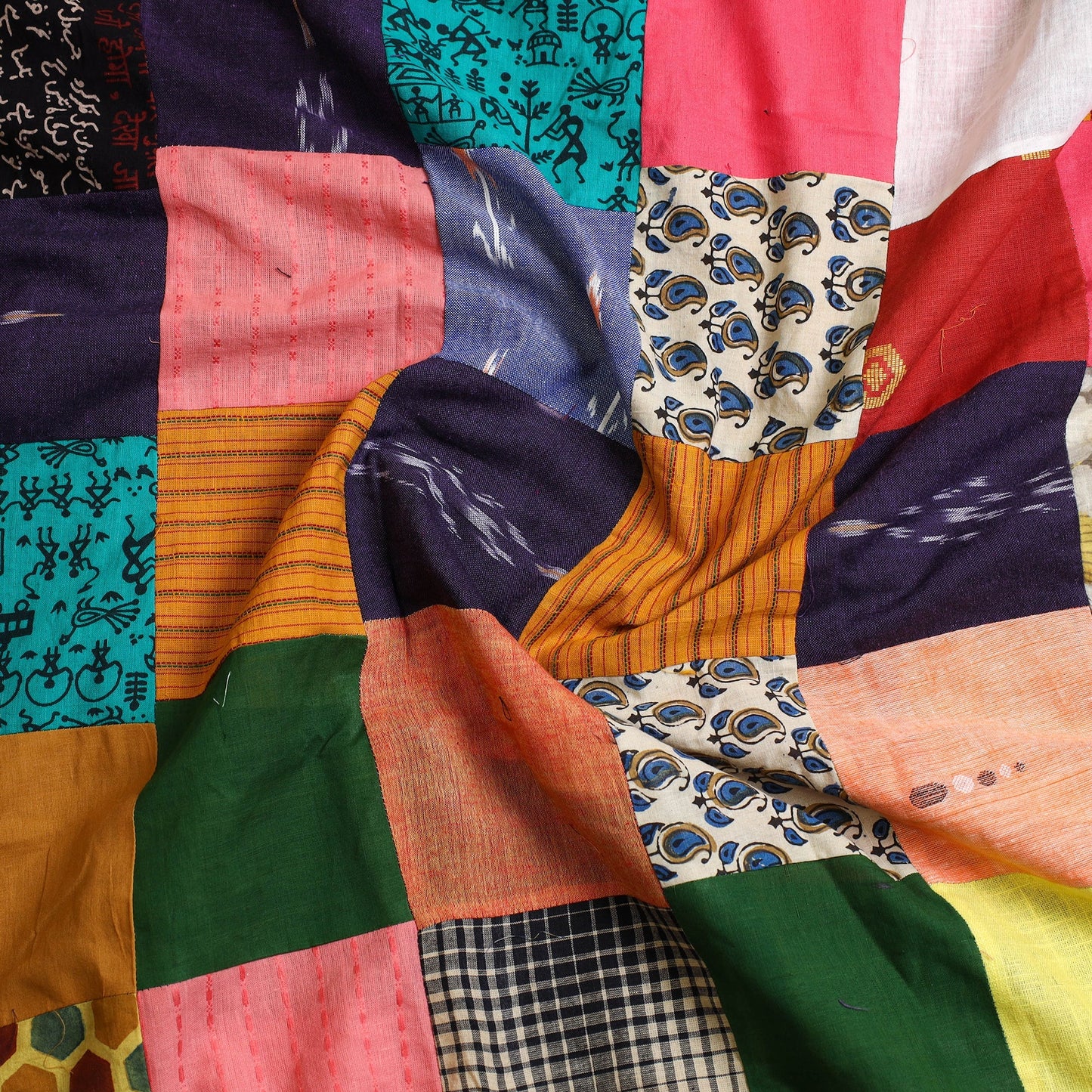  Multicolor Handcrafted Patchwork Cotton Kurta Material