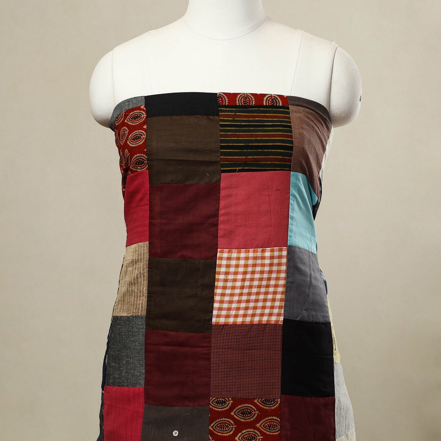 Buy Multicolor Handcrafted Patchwork Cotton Kurta Material