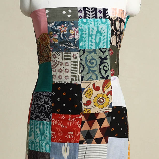 Multicolor - handcrafted patchwork cotton unstitched kurta