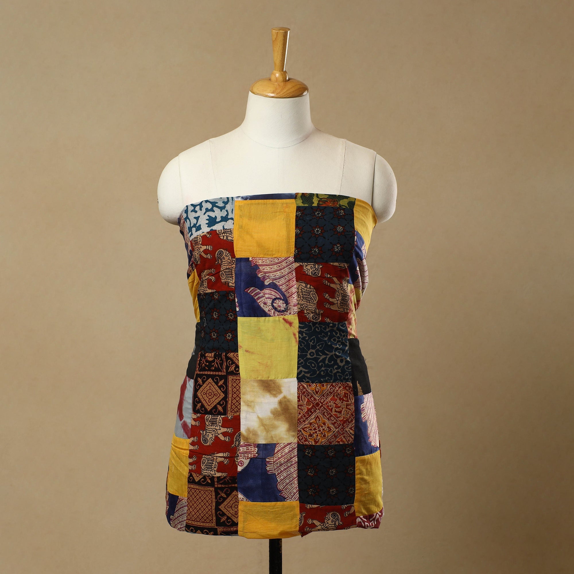 Multicolor - Handcrafted Patchwork Cotton Kurta Material (2.7m) 07
