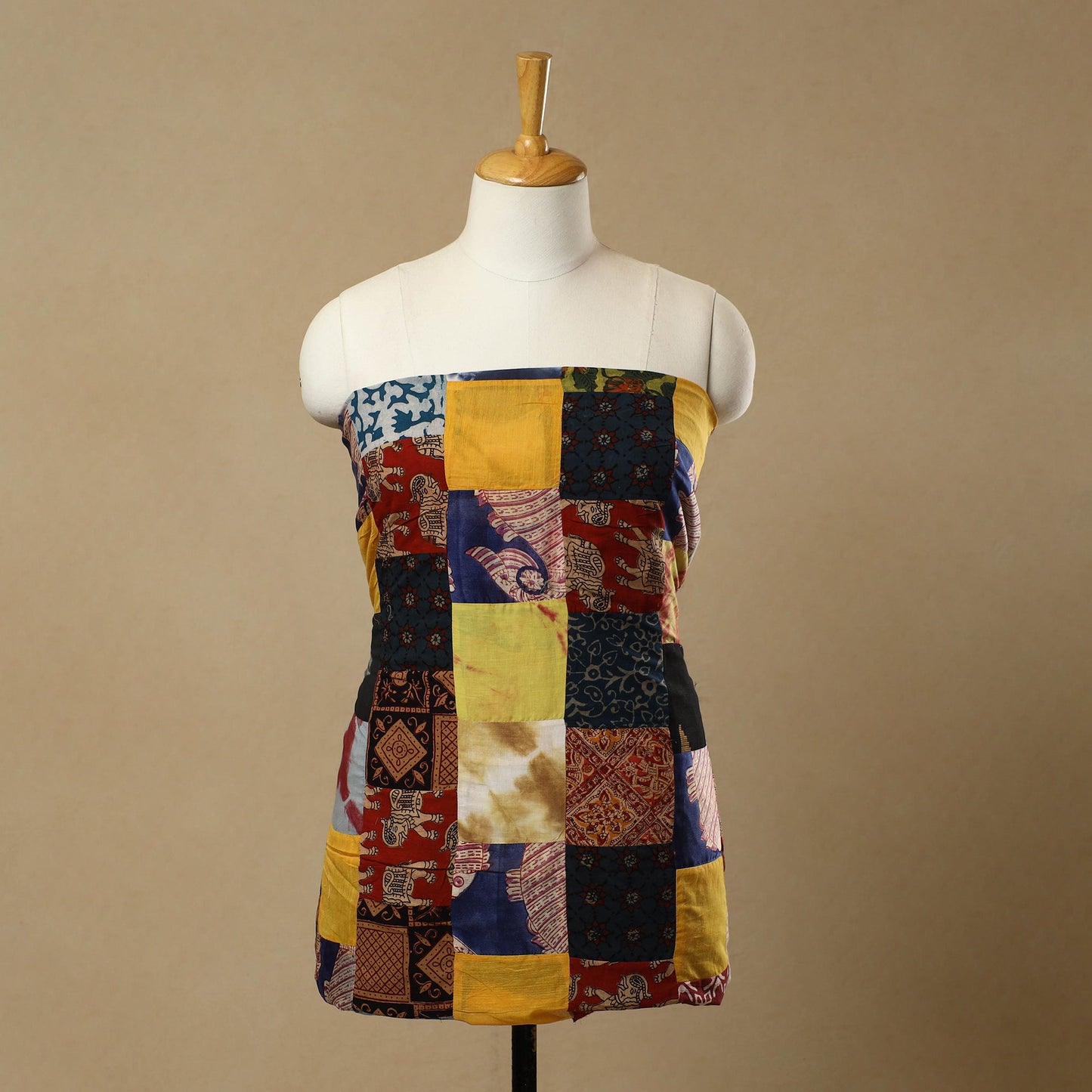 Multicolor - Handcrafted Patchwork Cotton Kurta Material (2.7m) 07