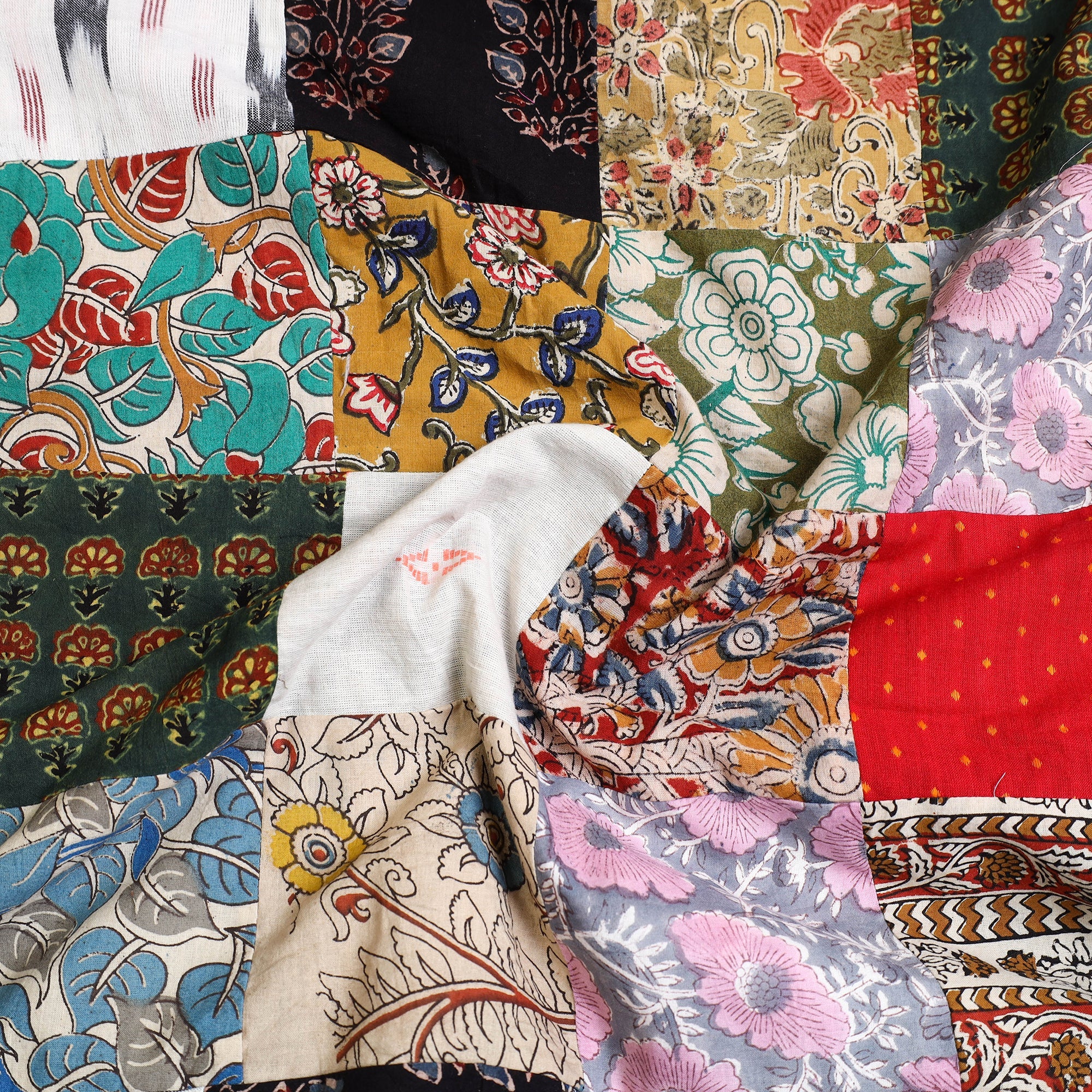  Multicolor Handcrafted Patchwork Cotton Kurta Material