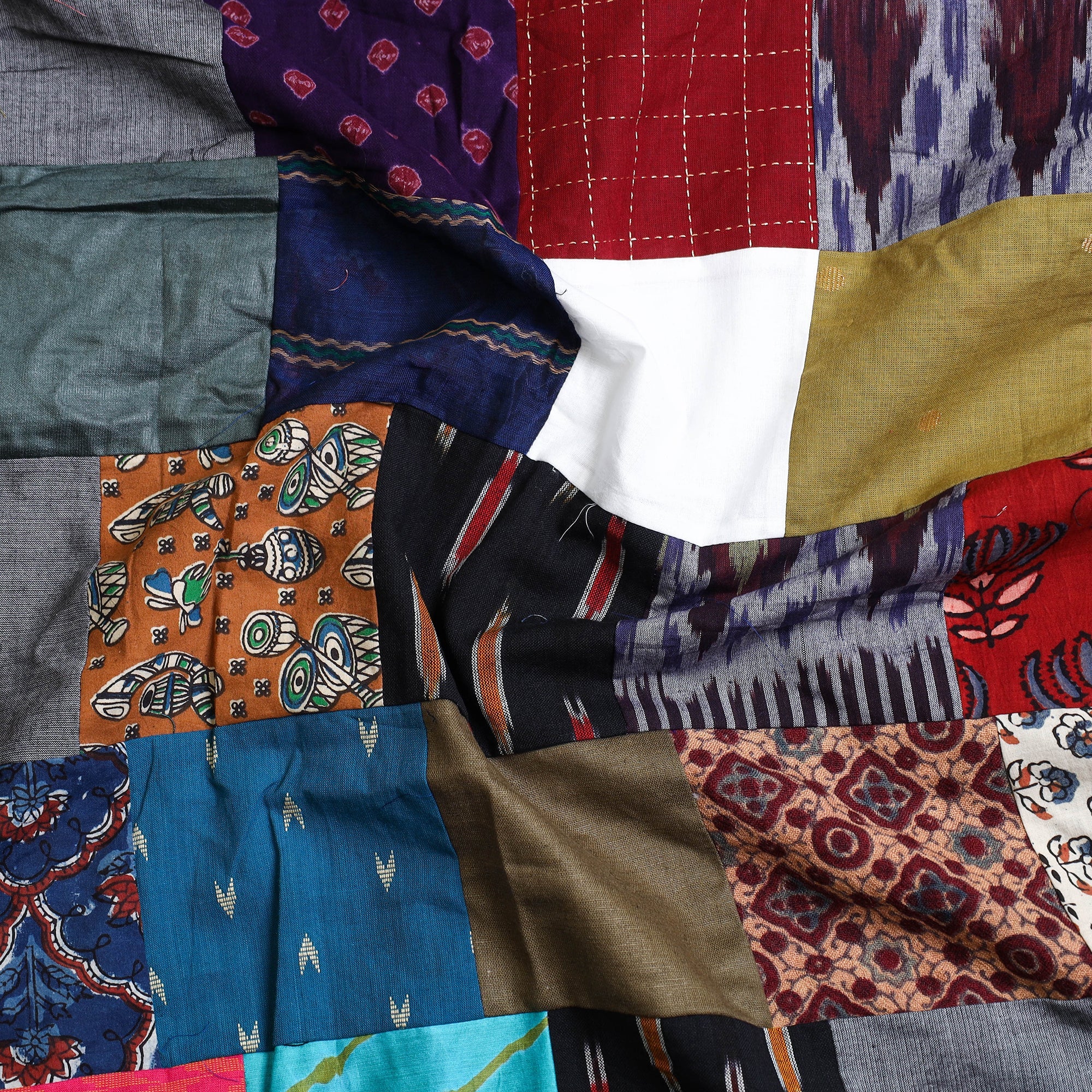 Multicolor - handcrafted patchwork cotton unstitched kurta