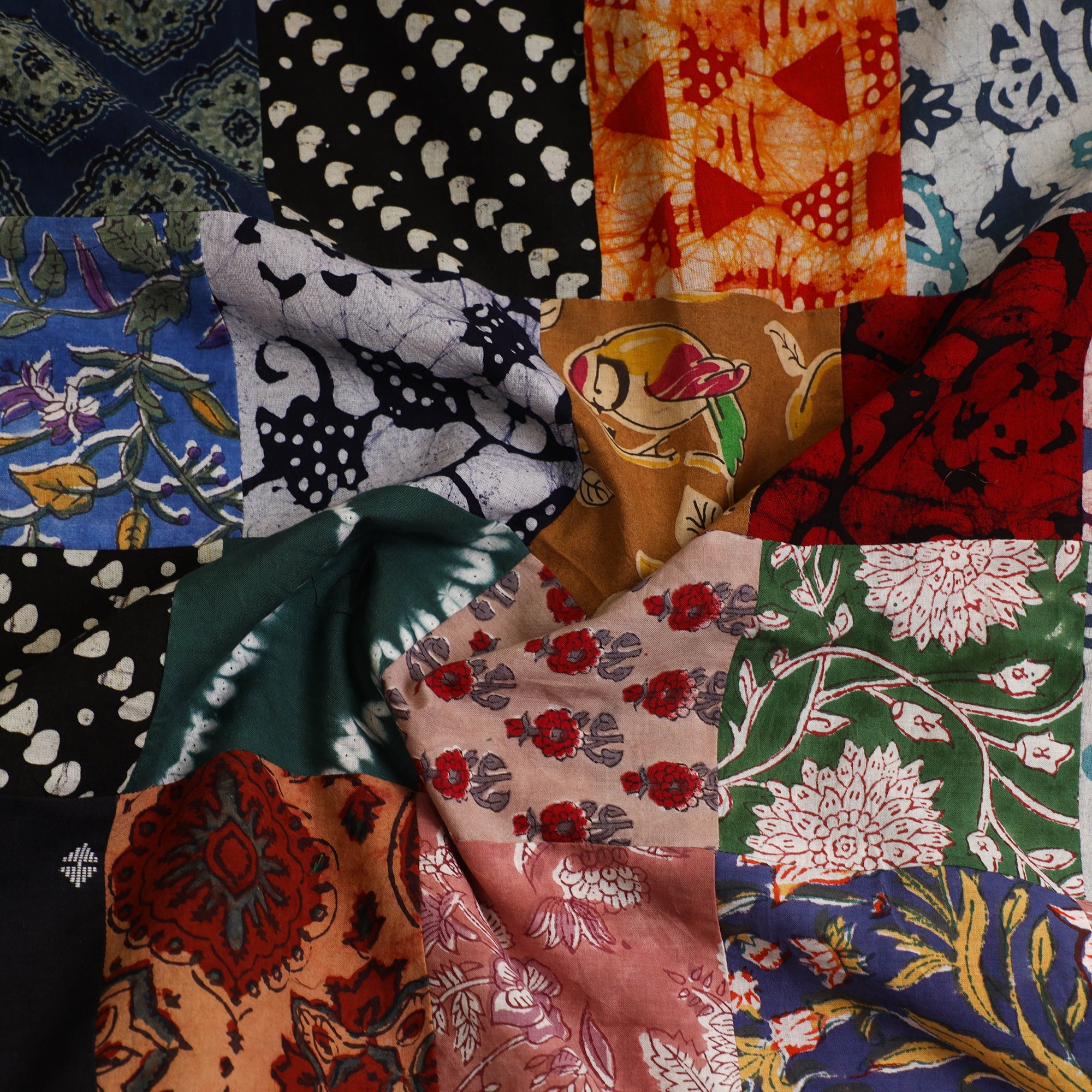 Multicolor - Handcrafted Patchwork Cotton Kurta Material (2.8m) 34