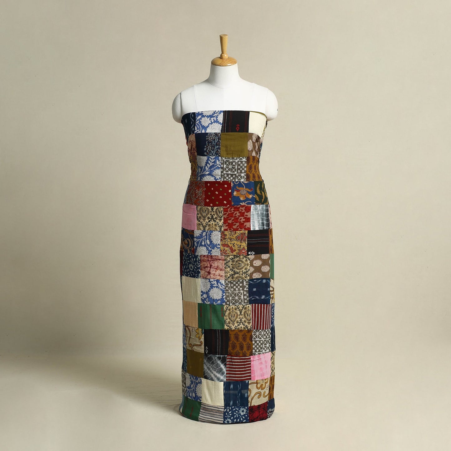 Multicolor - handcrafted patchwork cotton unstitched kurta