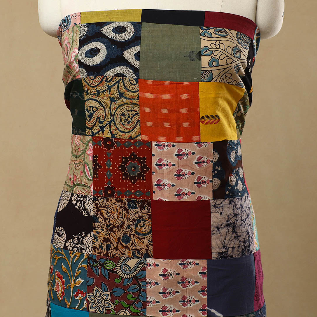 Multicolor - Handcrafted Patchwork Cotton Kurta Material (2.7m) 19