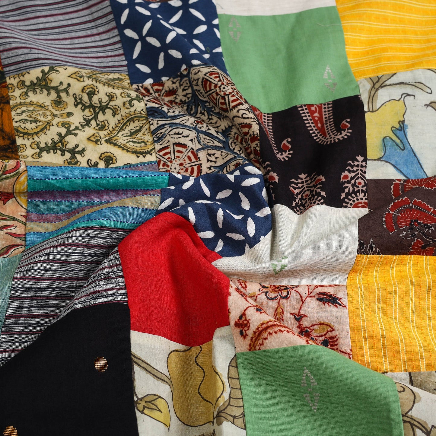 Multicolor - handcrafted patchwork cotton unstitched kurta