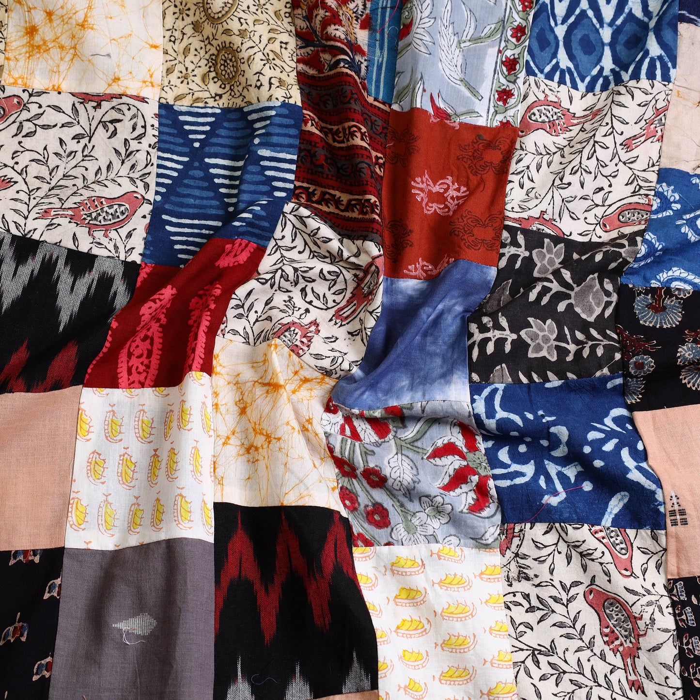 Multicolor - handcrafted patchwork cotton unstitched kurta