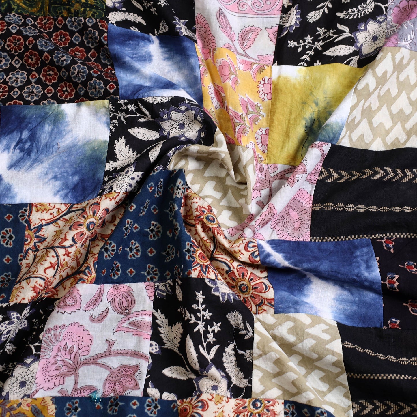 Multicolor - handcrafted patchwork cotton unstitched kurta