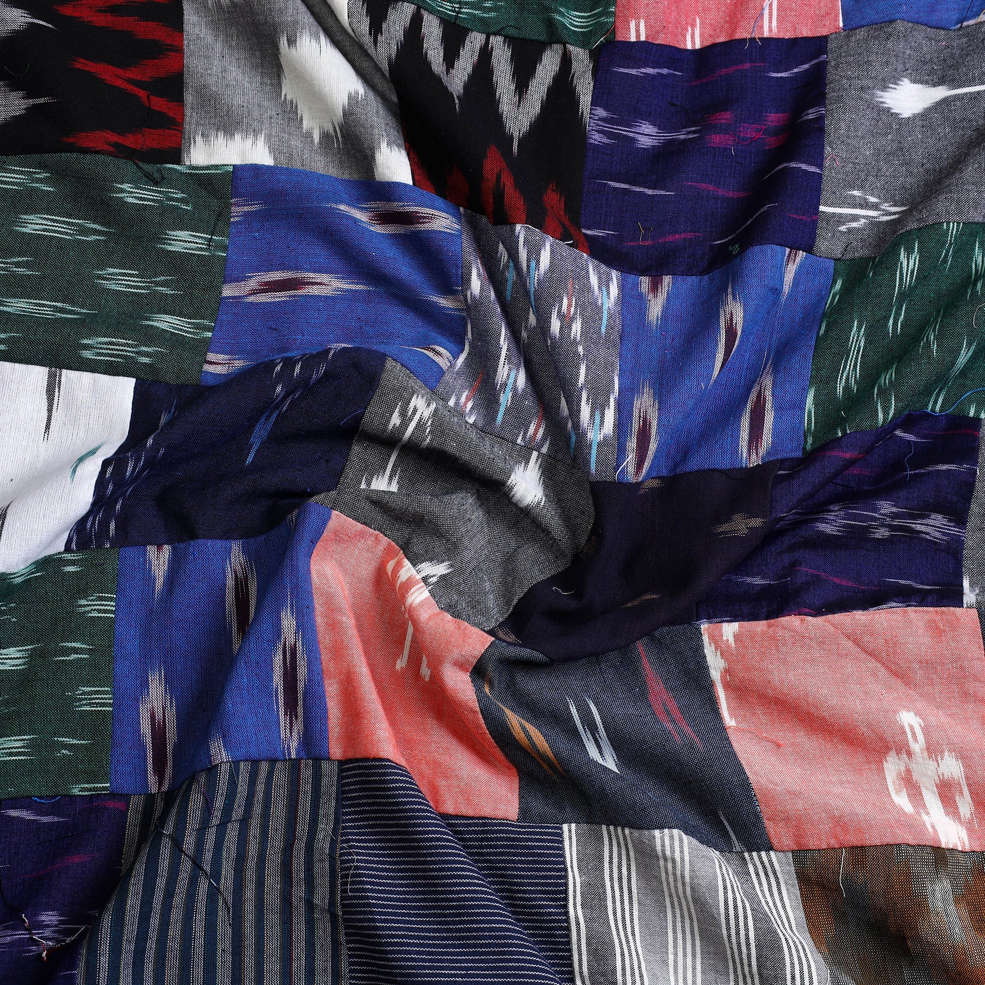 Multicolor - handcrafted patchwork cotton unstitched kurta