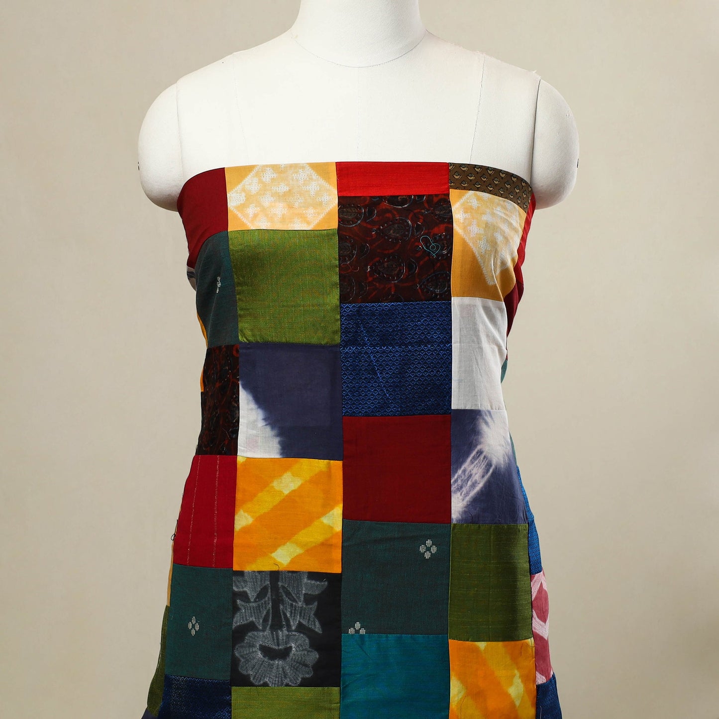 Buy Multicolor Handcrafted Patchwork Cotton Kurta Material