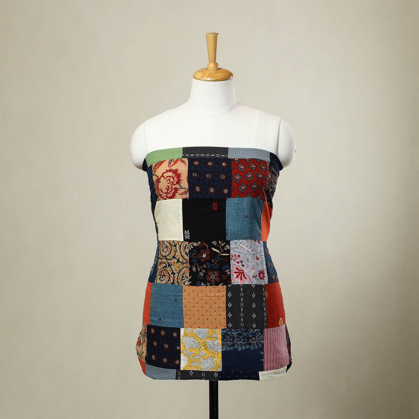 Multicolor - handcrafted patchwork cotton unstitched kurta