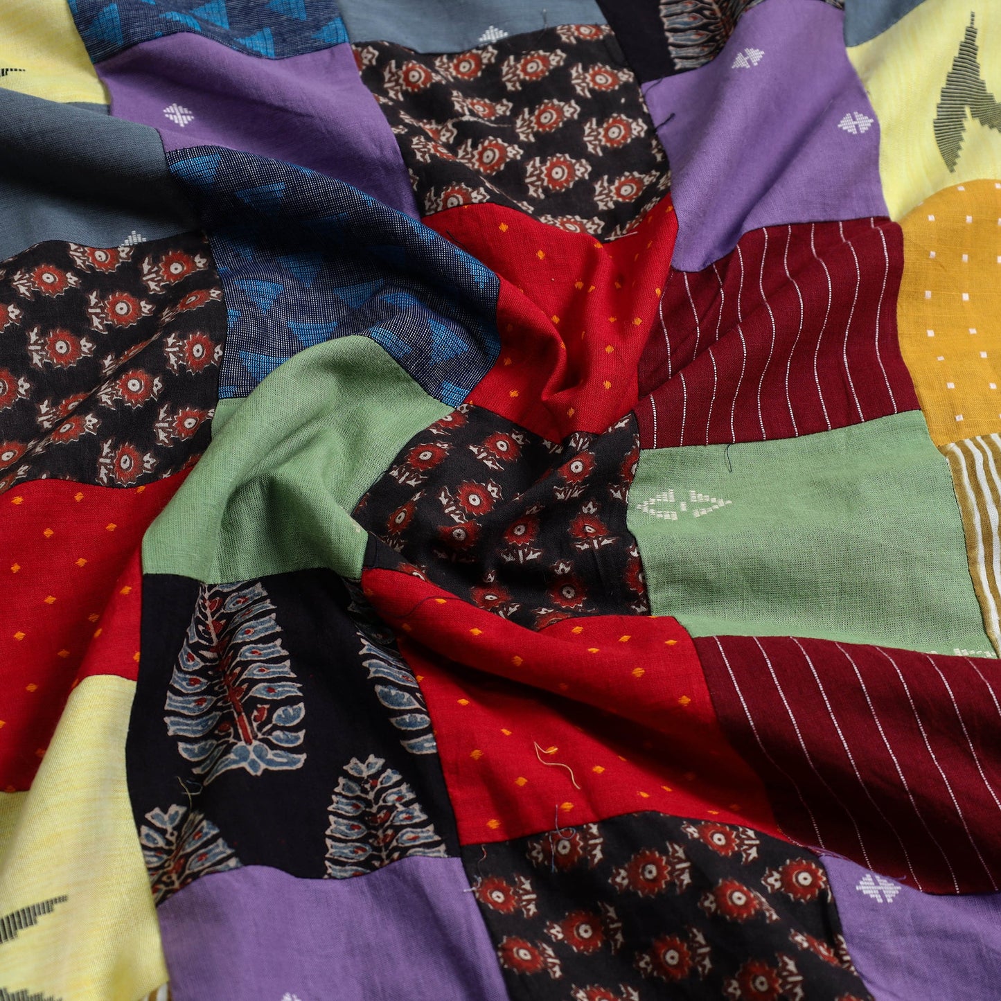 Multicolor - handcrafted patchwork cotton unstitched kurta