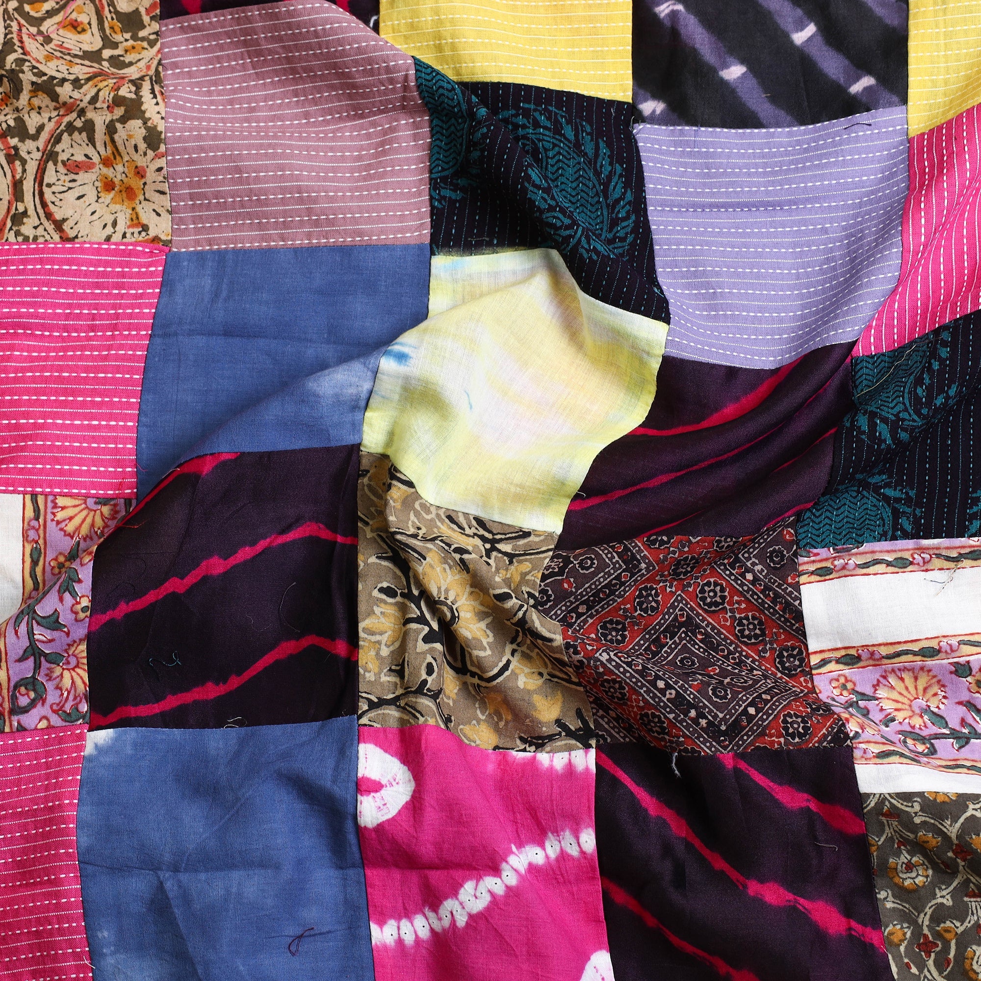 Buy Multicolor Handcrafted Patchwork Cotton Kurta Material