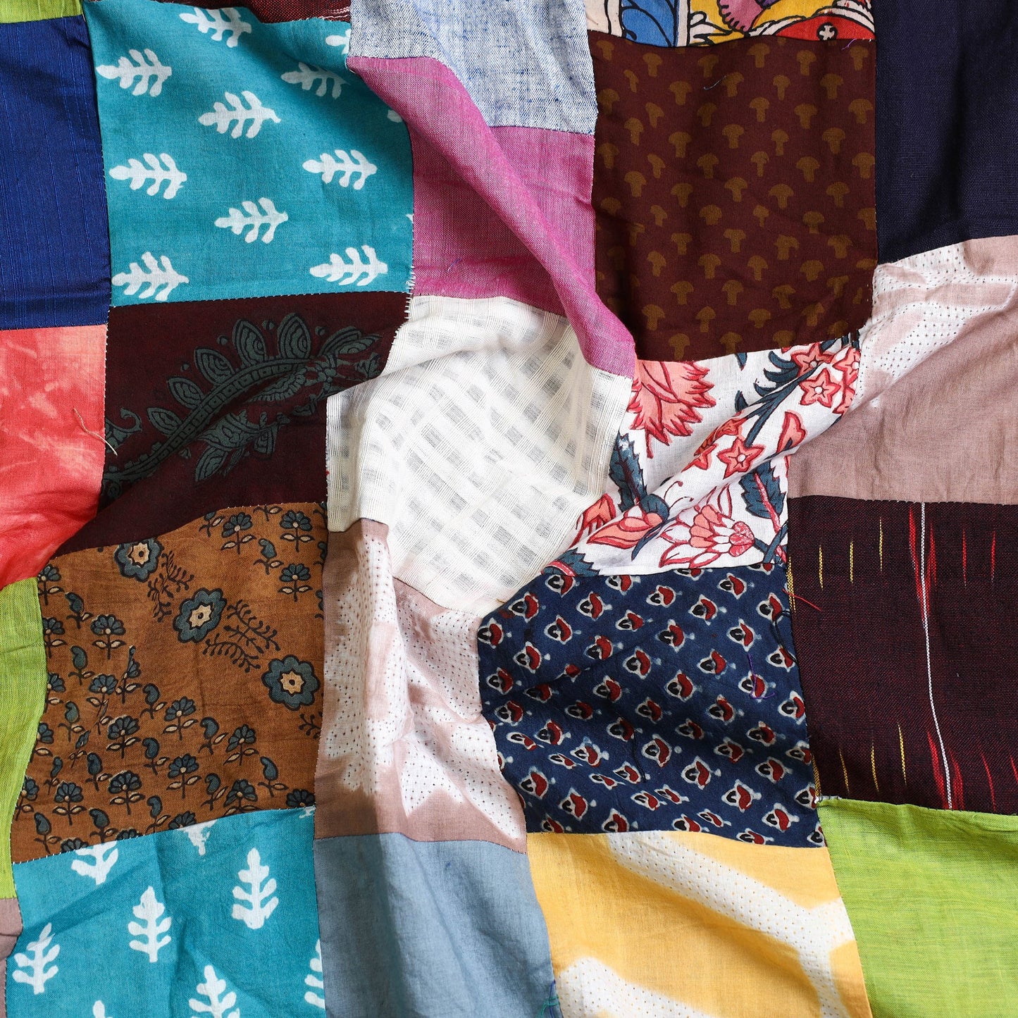 Buy Multicolor Handcrafted Patchwork Cotton Kurta Material