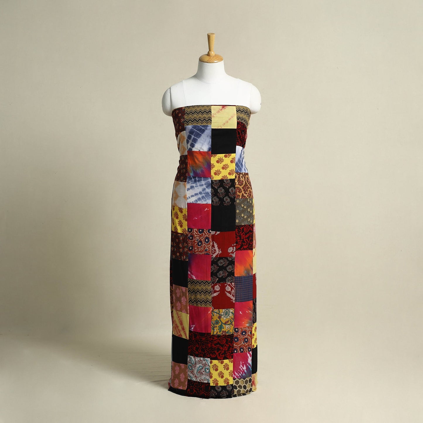 Multicolor - handcrafted patchwork cotton unstitched kurta