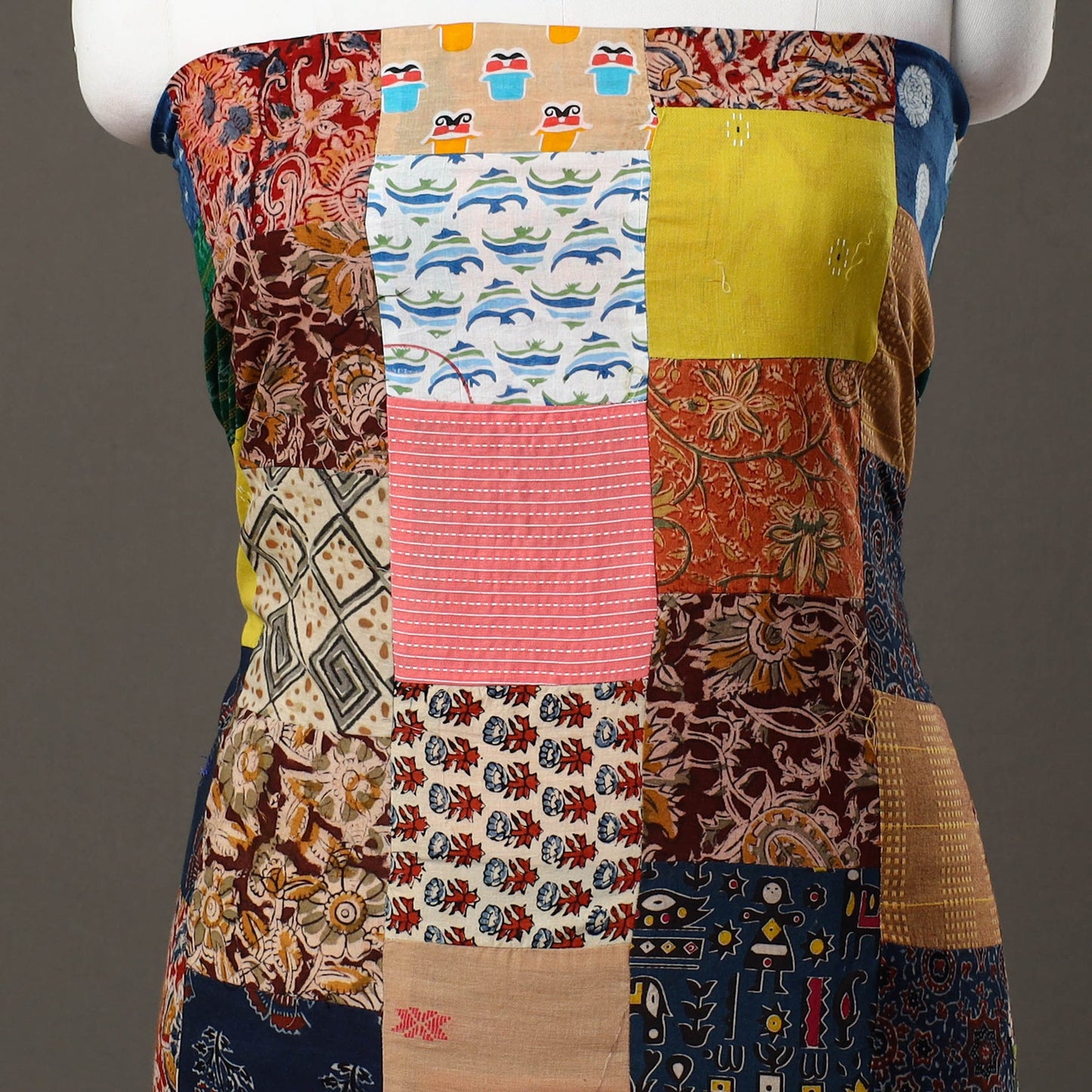 Multicolor - handcrafted patchwork cotton unstitched kurta