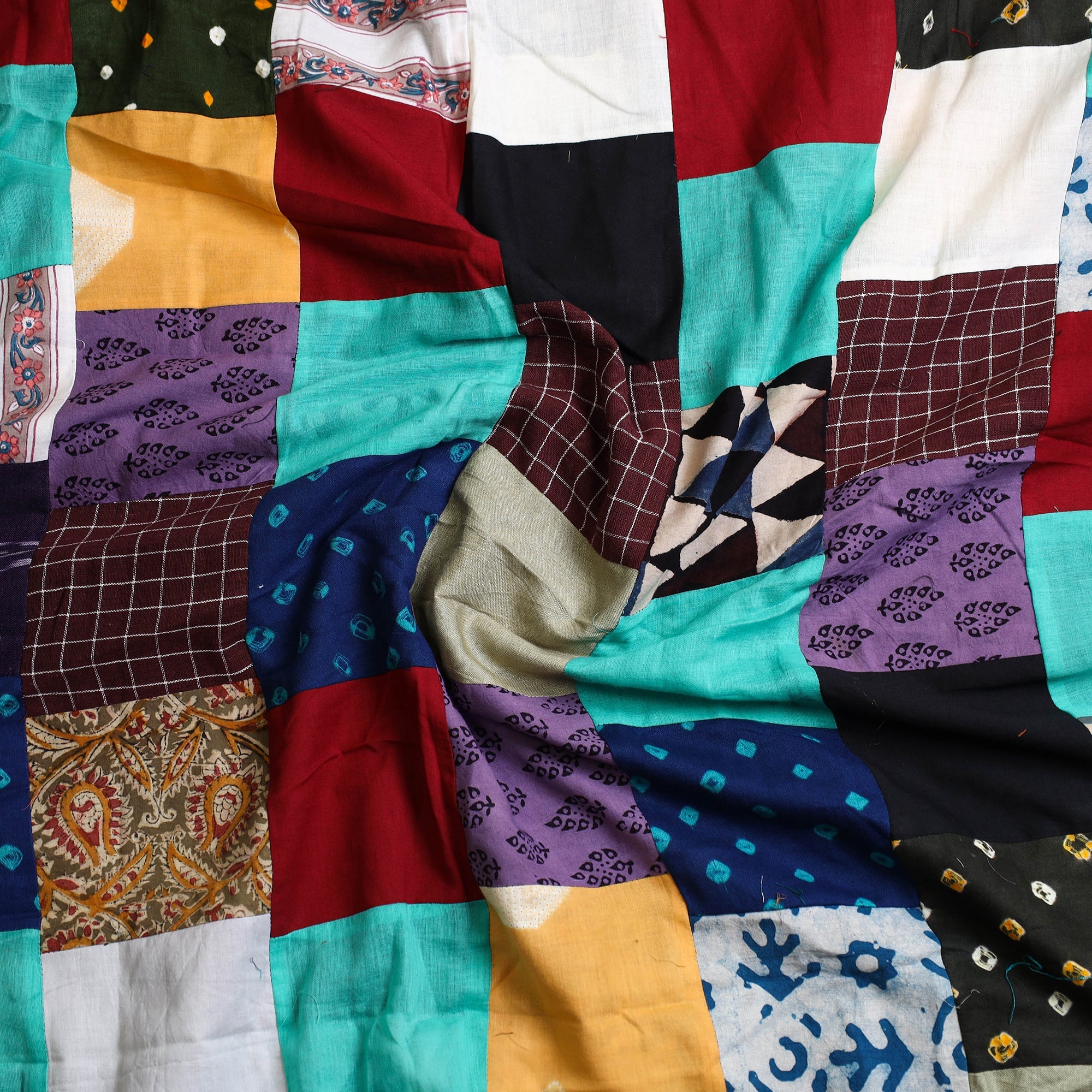 Buy Multicolor Handcrafted Patchwork Cotton Kurta Material