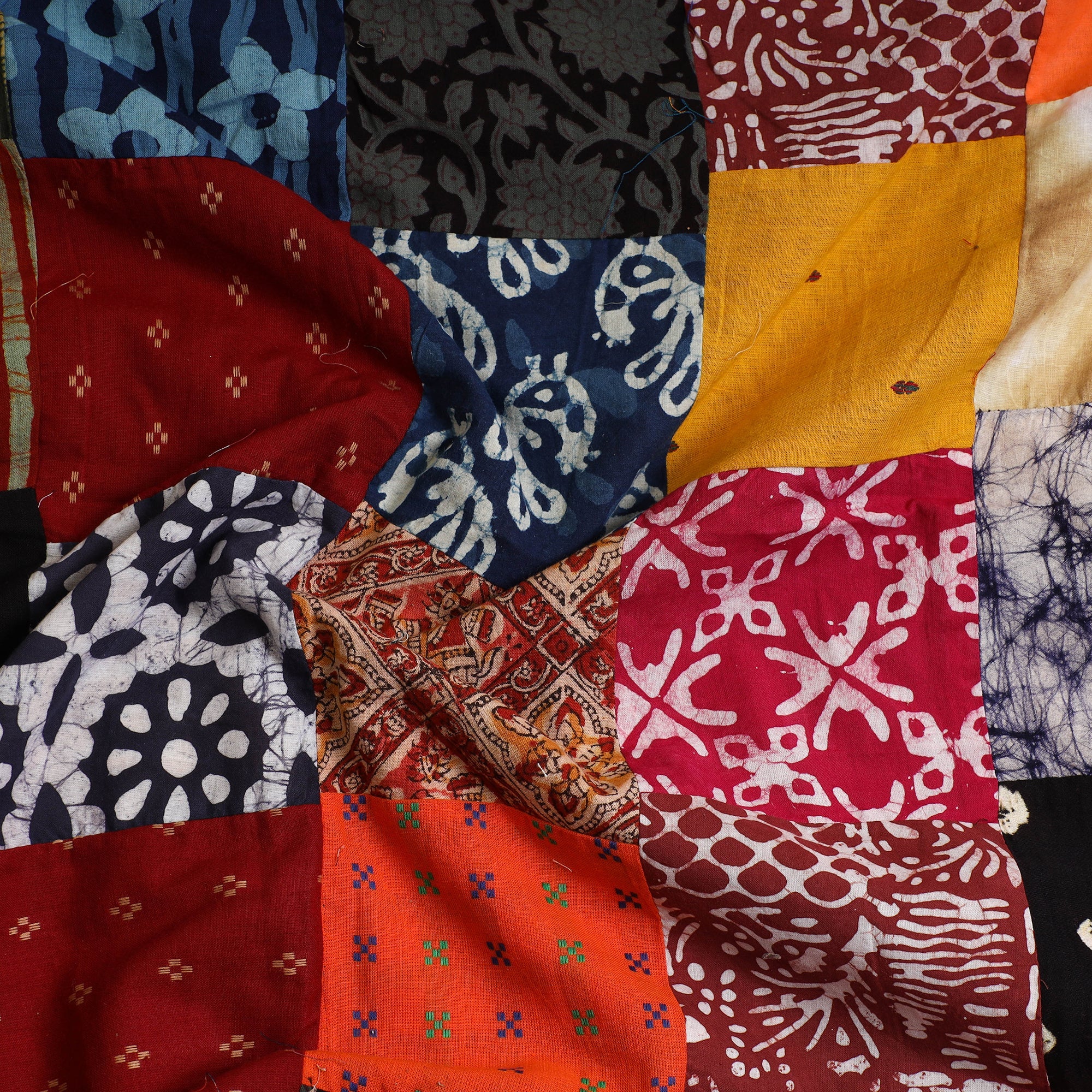 Multicolor - Handcrafted Patchwork Cotton Kurta Material (2.7m) 46