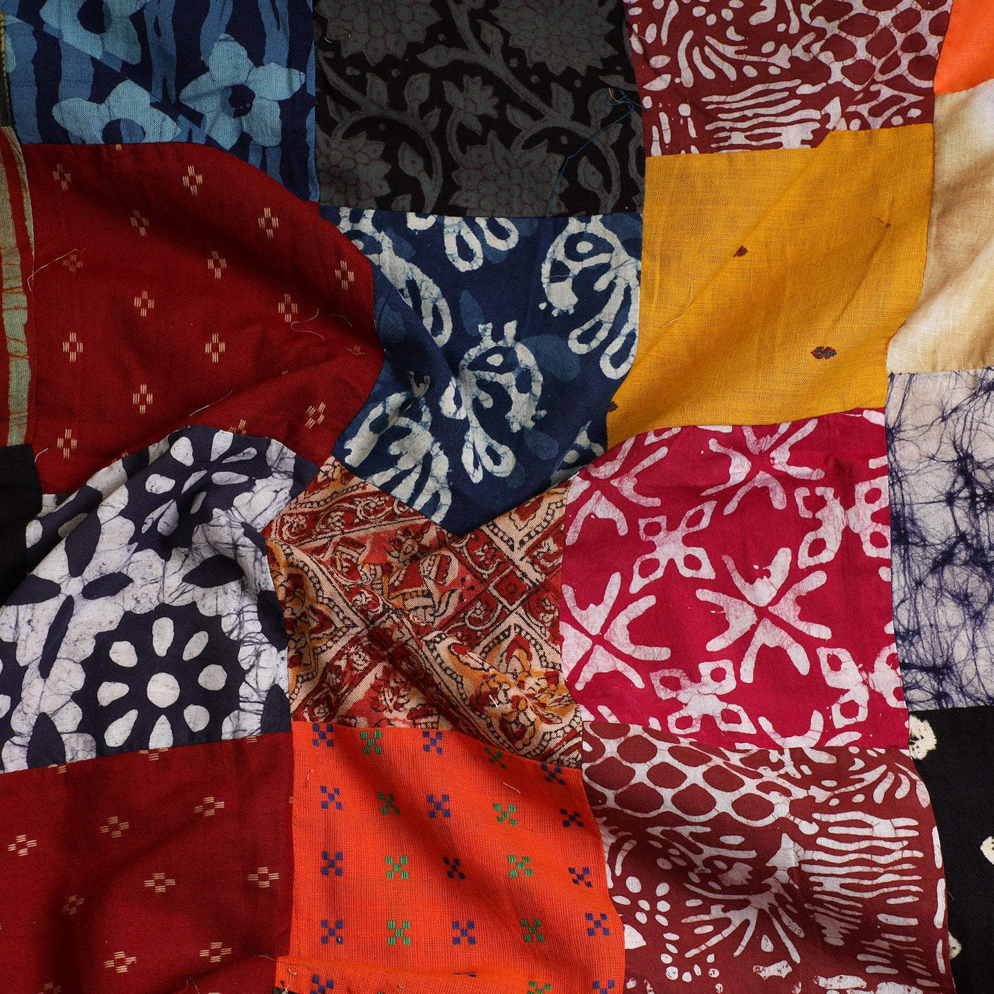 Multicolor - Handcrafted Patchwork Cotton Kurta Material (2.7m) 46